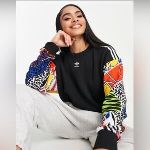 Adidas x Rich Mnisi Black Multi Crewneck Sweatshirt Sz XS PopArt